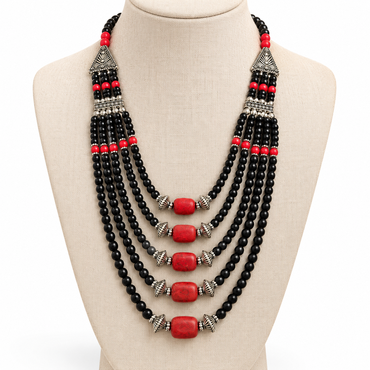 Ruby Noir Tribal Necklace