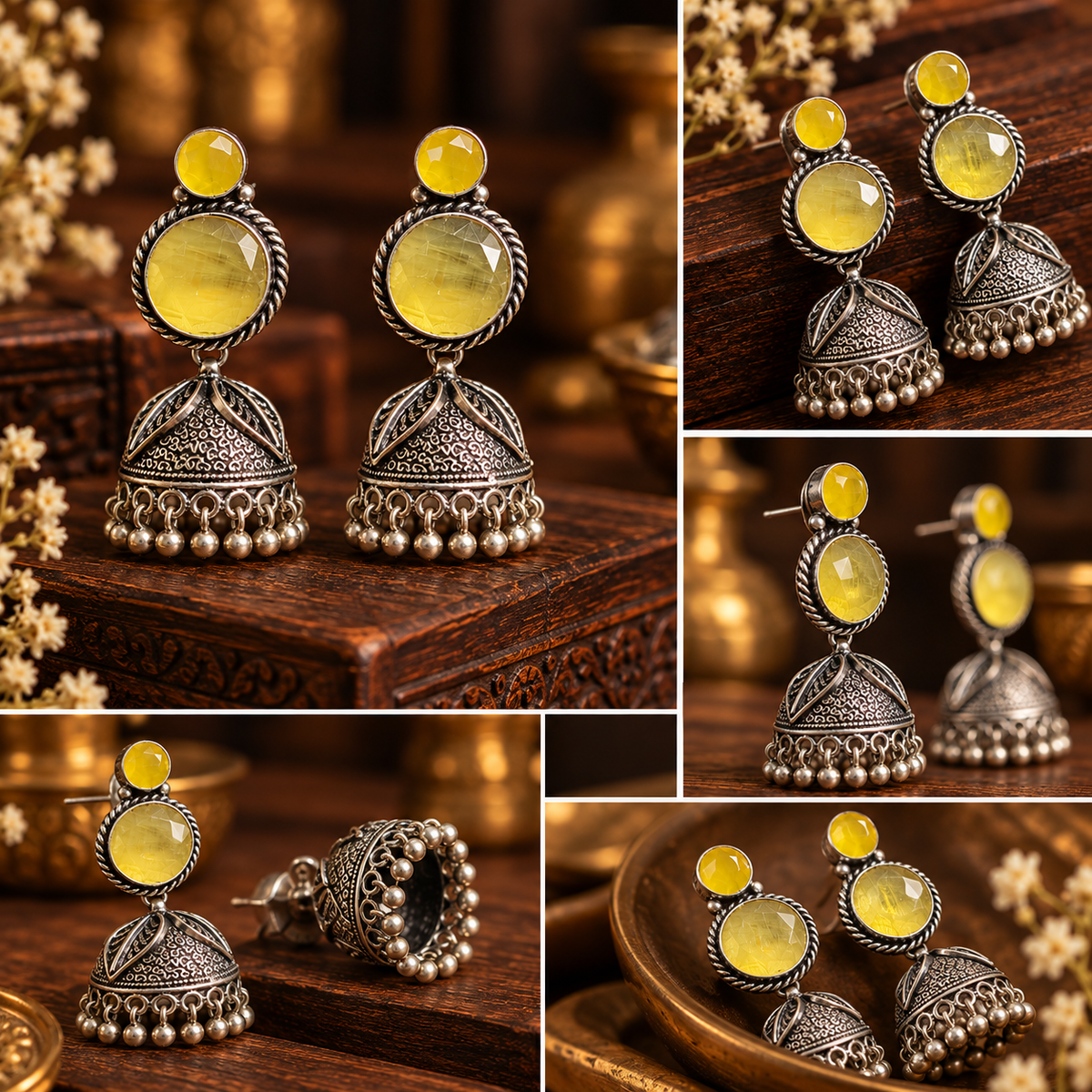 Yellow stone Jhumka