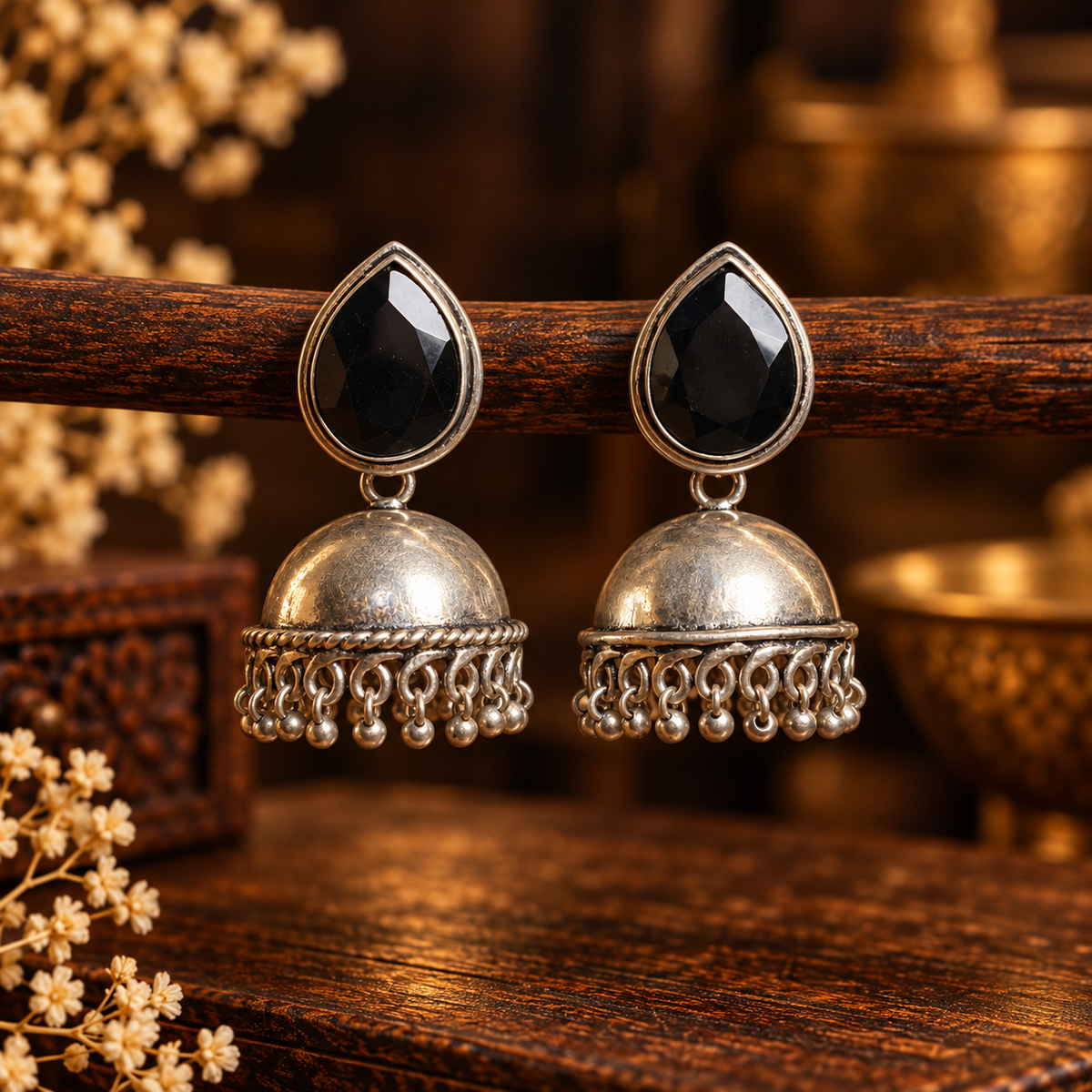 Black diamond jhumka
