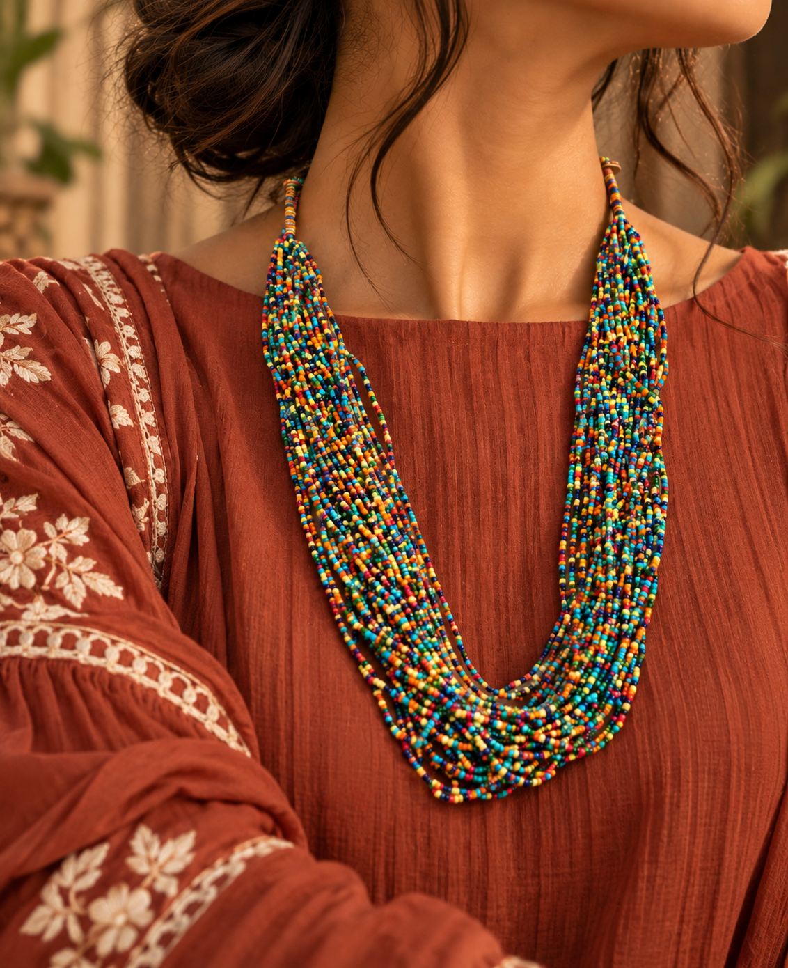 Rangoli Multistrand Beaded Necklace