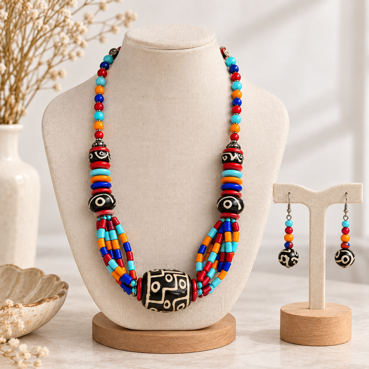 Multicoloured beads necklace