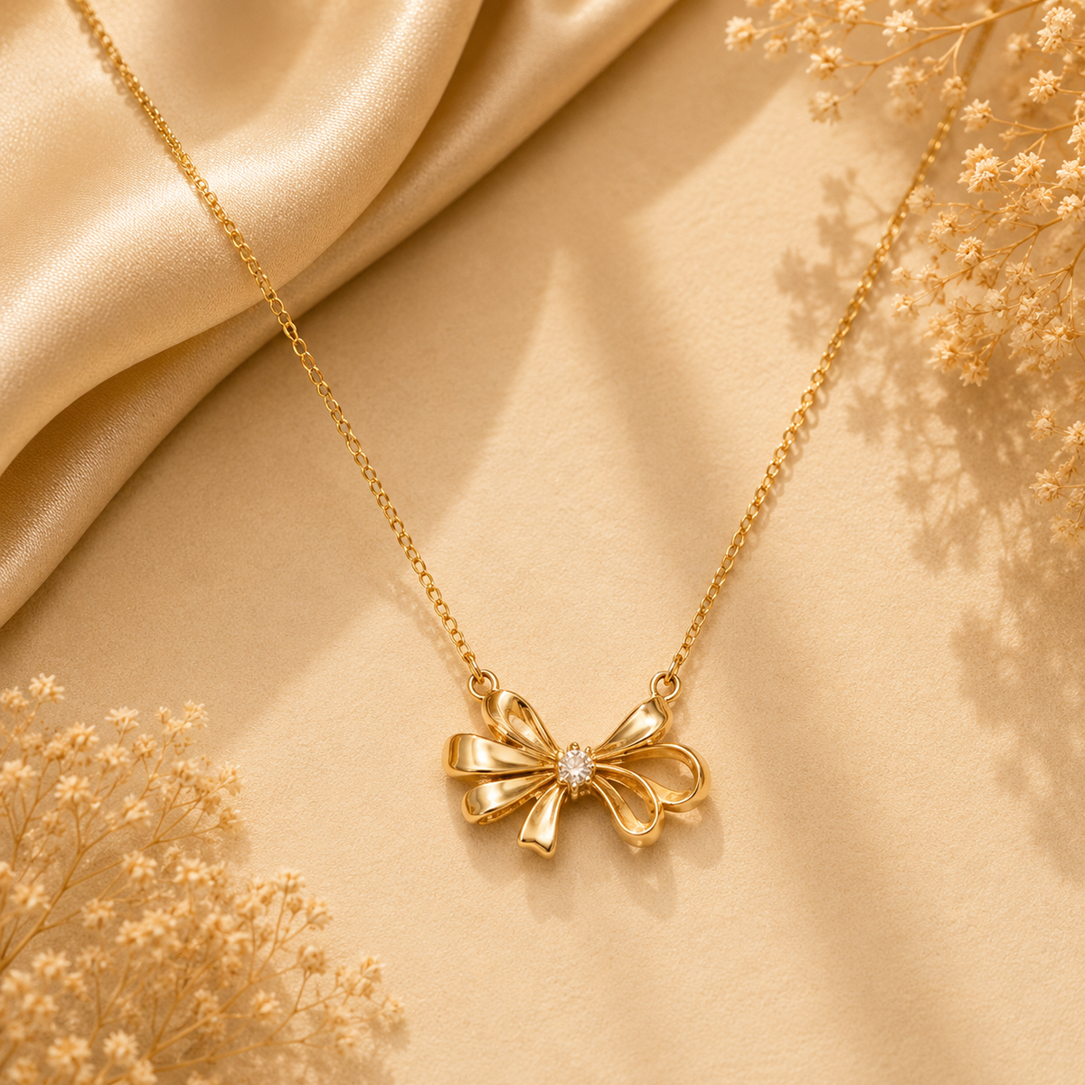 Gold Aqua Crystal Pendant Necklace For Women