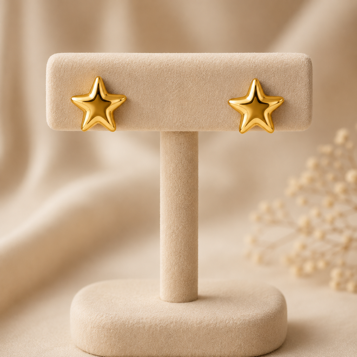 Gold Petal Shell Studs For Women