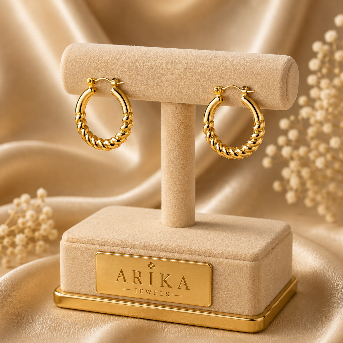 Gold Wave Drop Earrings For Women