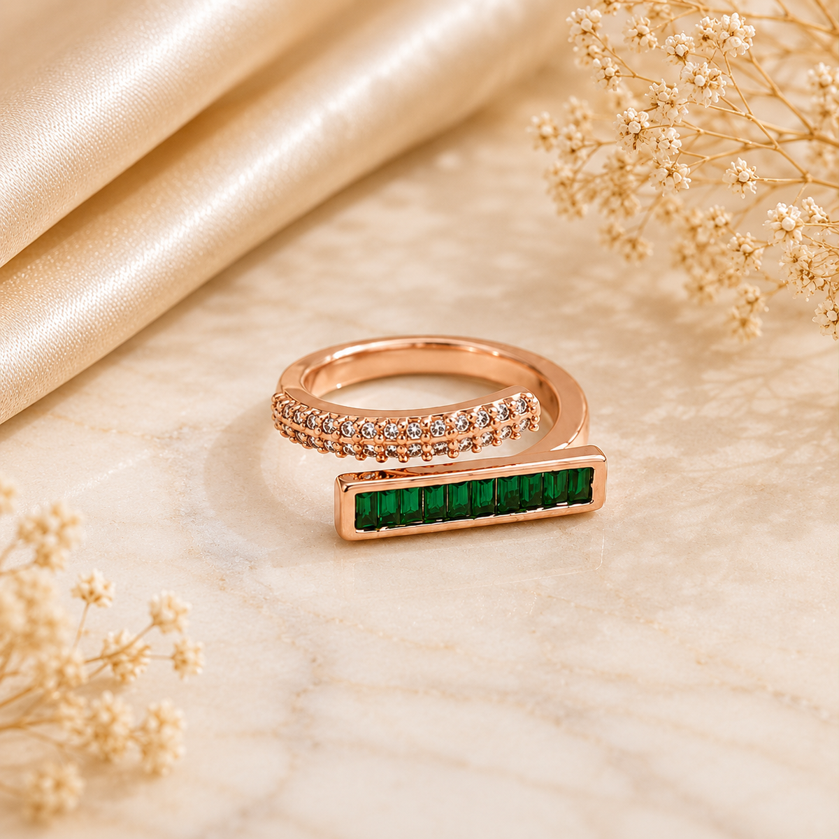 Golden Heart CZ Gold Ring For Women