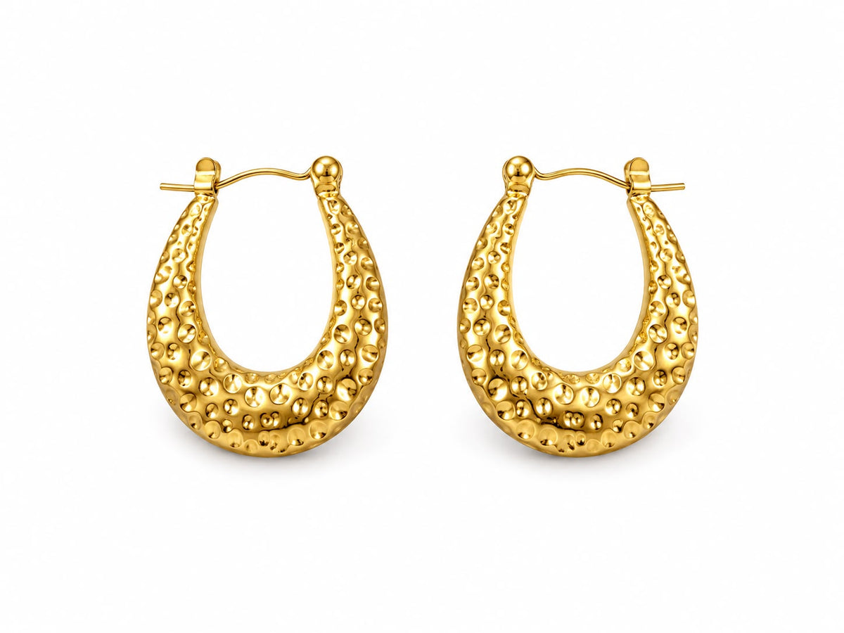 Gold Molten Stud Earrings For Women