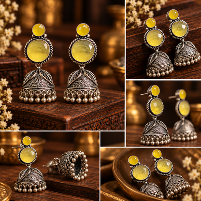Yellow stone Jhumka
