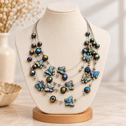 Multilayered butterfly necklace