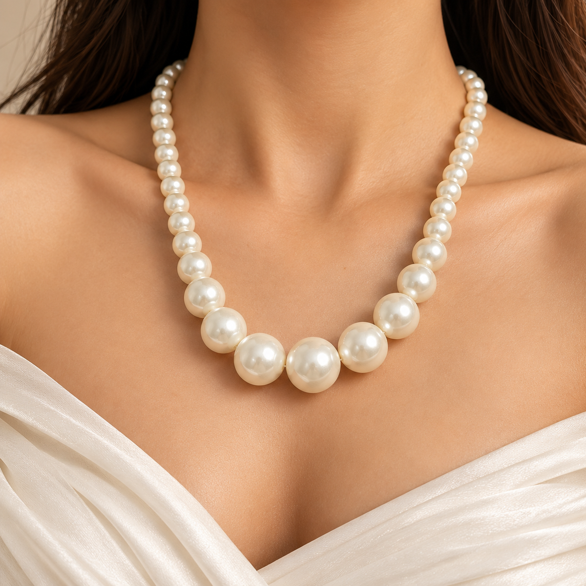 Single layer pearl necklace