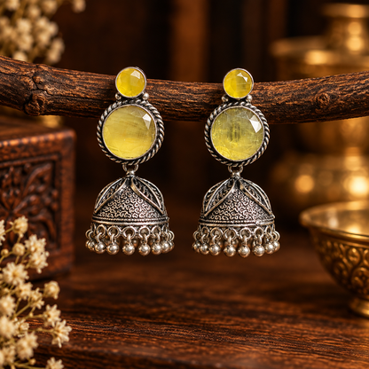 Yellow stone Jhumka