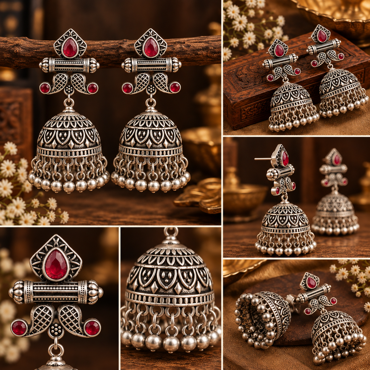 Red jhumkas