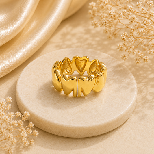 Golden Royal Sparkle Ring For Women