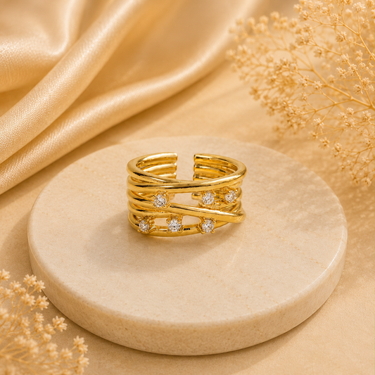 Golden Nature Grace CZ Ring For Women