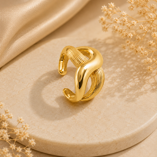 Golden Heart CZ Gold Ring For Women