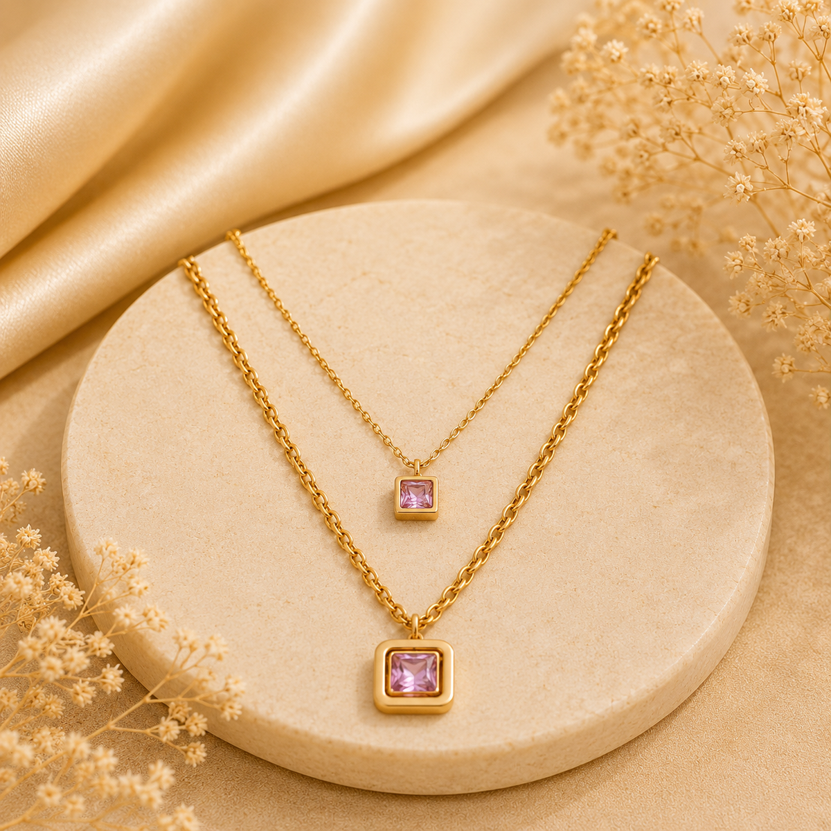 Gold Puffy Heart Pendant For Women