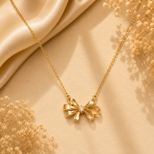 Gold Aqua Crystal Pendant Necklace For Women