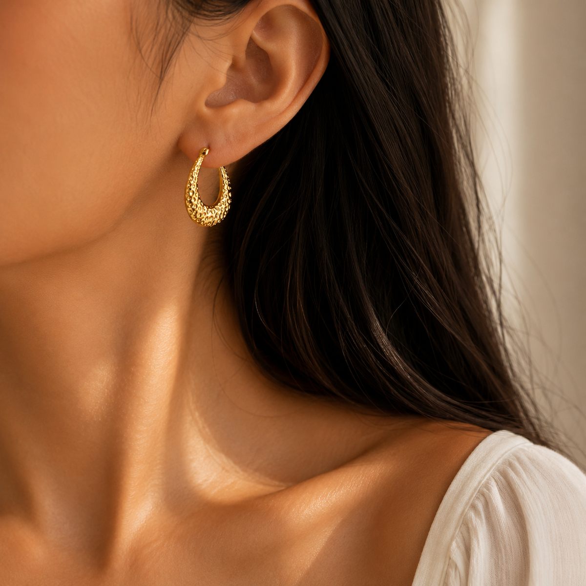 Gold Molten Stud Earrings For Women