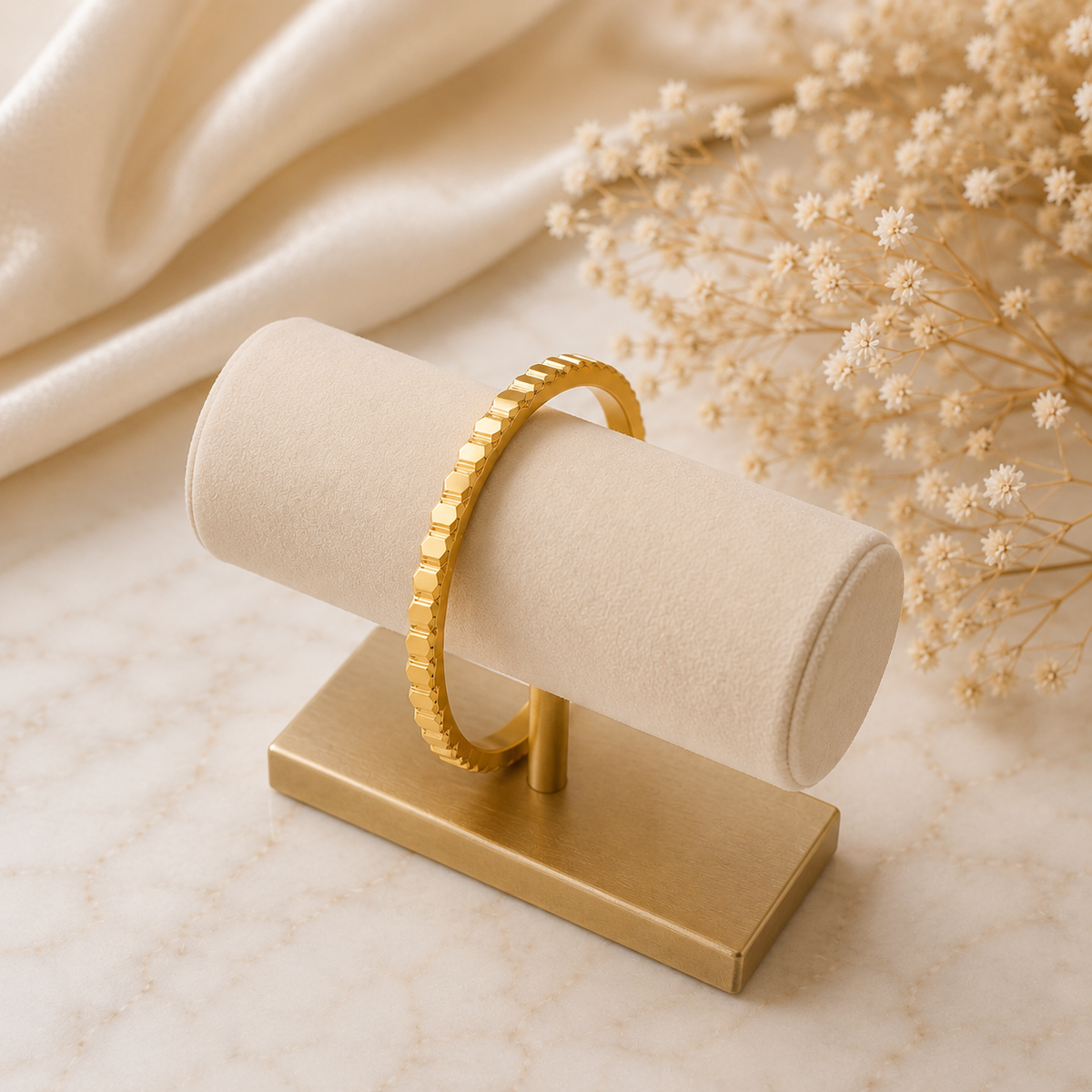 Golden Finish Bangle Bracelet For Women