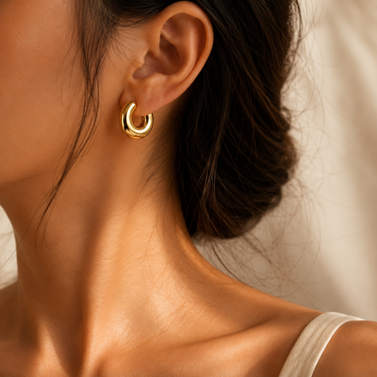 Gold Leaf Texture Studs For Women