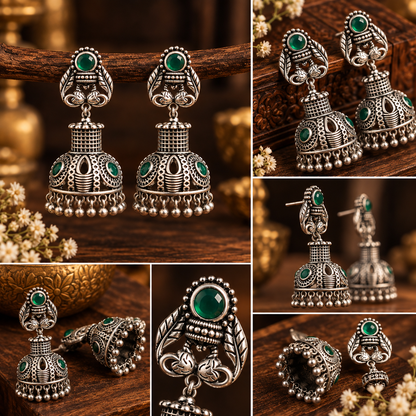 Rajwada green Jhumkas