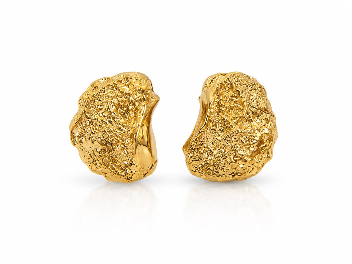 Gold Abstract Art Studs For Women