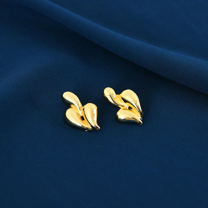 Gold Abstract Art Studs For Women