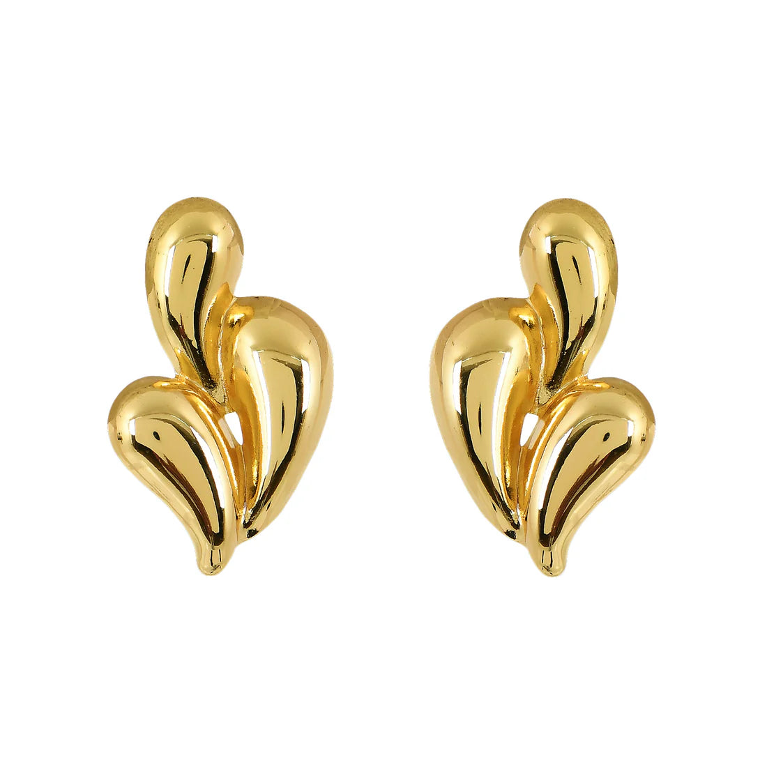 Gold Abstract Art Studs For Women