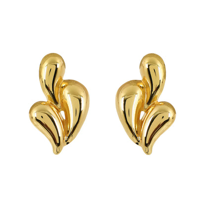 Gold Abstract Art Studs For Women