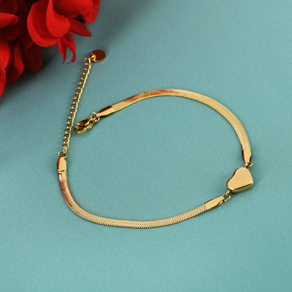 Golden Heart Charm Bracelet For Women
